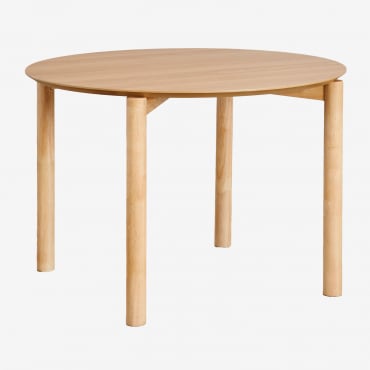 Mesa De Jantar Redonda Ø110 Cm Em Mdf Munden Castanho Roble - Sklum
