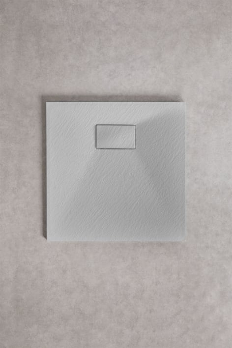 Base de duche em resina SMC quadrada antiderrapante e extrafina 70x70 cm Cinza Claro Soho