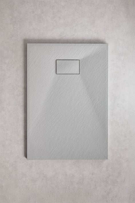 Base de duche em resina SMC retangular antiderrapante e extraplana 100x70 cm Cinza Claro Soho