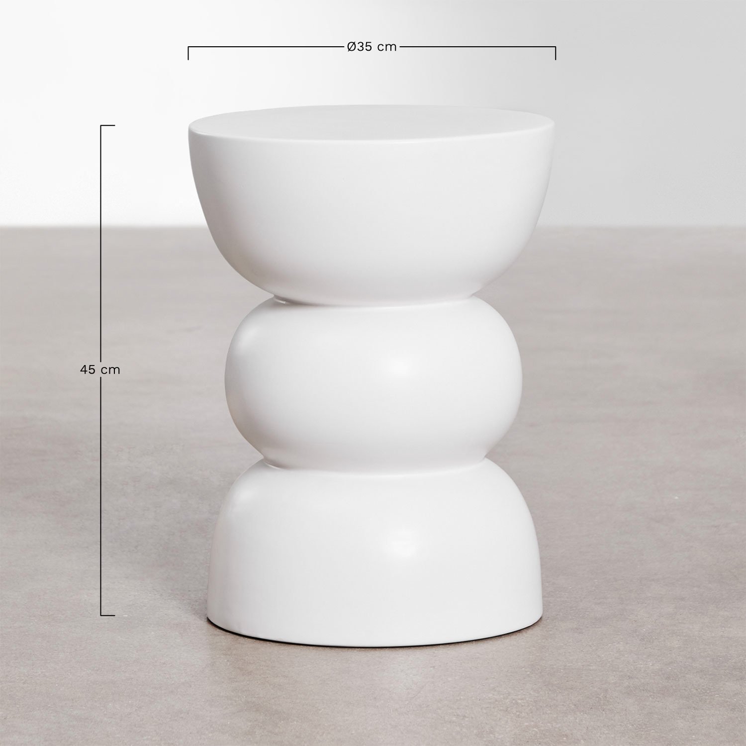 Mesa auxiliar redonda Ø35 cm em cerâmica Tiyi, Dimensões