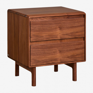 Mesa De Cabeceira Retangular 50x40 Cm Em Madeira Treveris Castanho Nogal Oscuro - Sklum