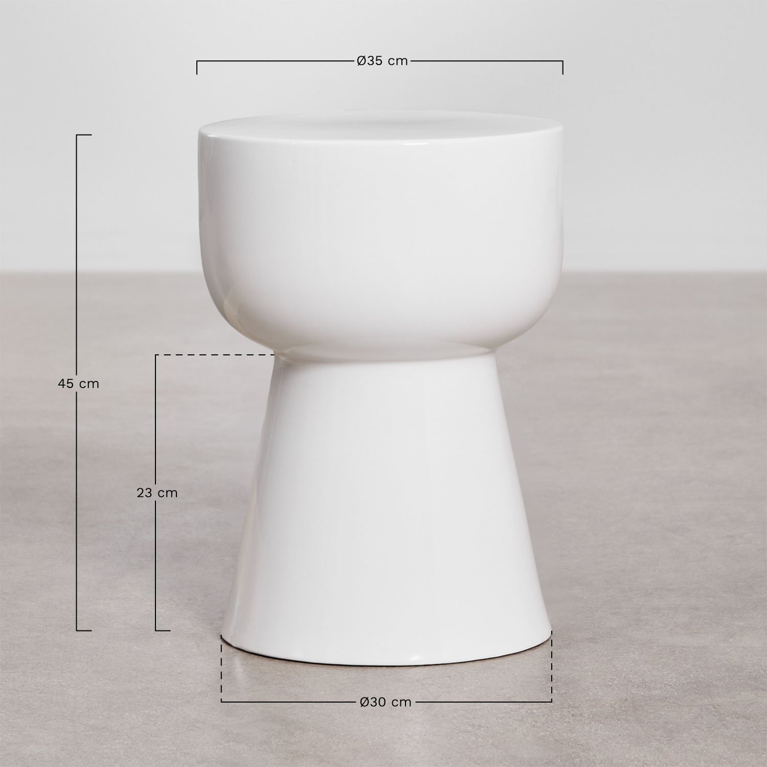 Mesa de apoio redonda Ø35 cm de cerâmica Kaly, Dimensões