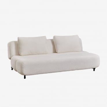 Sofá-cama De 3 Lugares Em Tecido Bouclé Miami Caracóis Blanco - Sklum