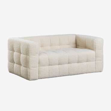 Sofá Harriet De Pele De Carneiro De 2 Lugares Chenille Creme Bege - Sklum