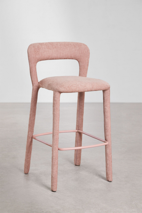Pack de 2 bancos altos 75 cm com encosto em tecido chenille rosa quartzo Brusel