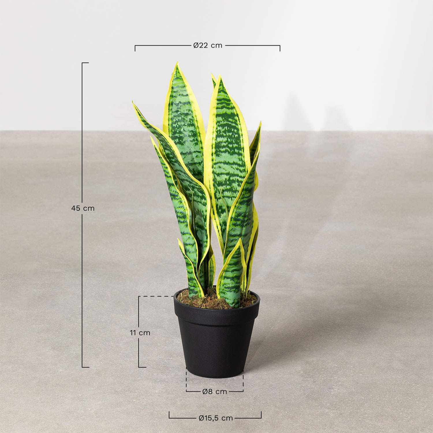 Planta Artificial Decorativa Sansevieria 45 cm, Dimensões