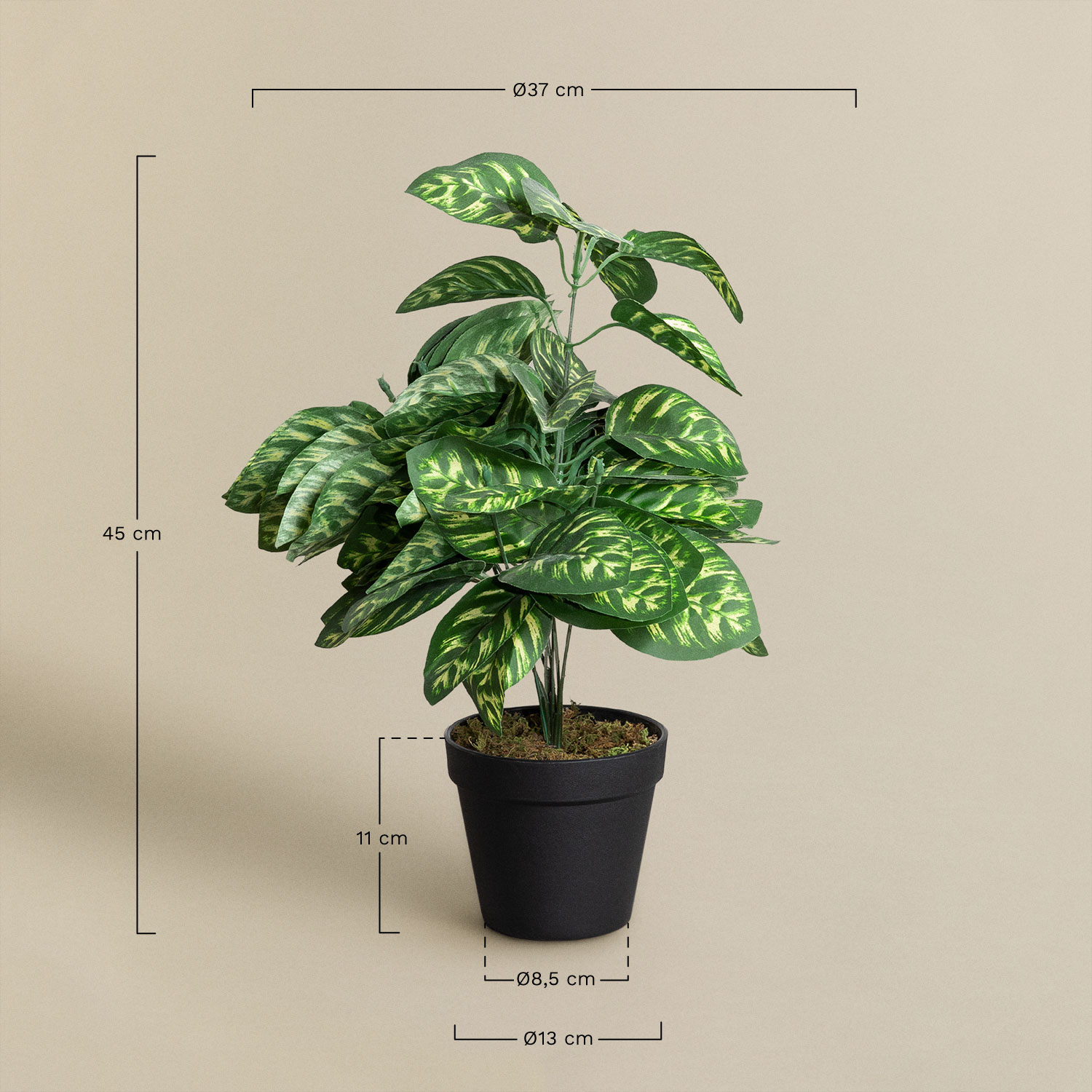 Planta Artificial Decorativa Pavão 45 cm, Dimensões