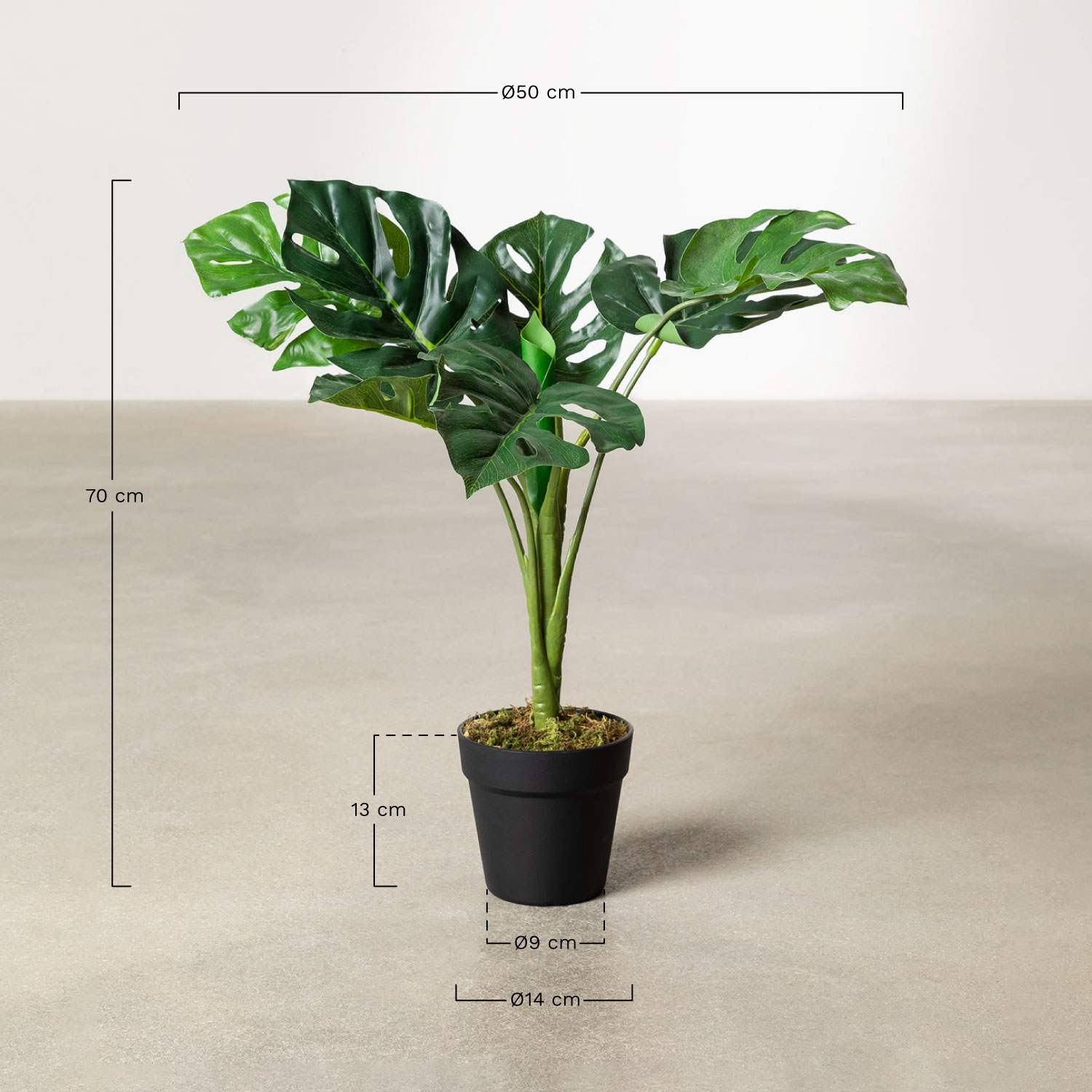 Planta Artificial Decorativa Monstera 70 cm  , Dimensões