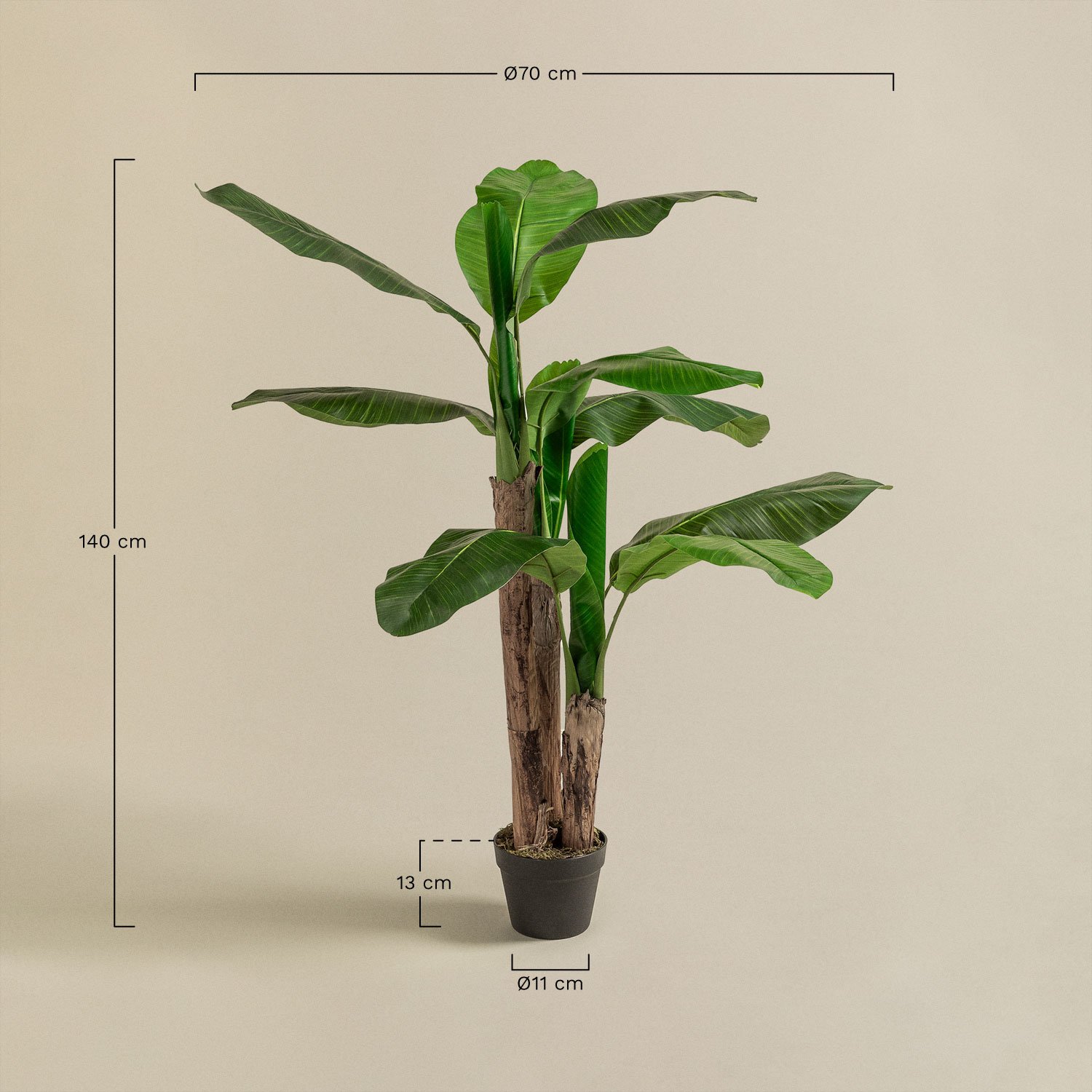 Bananeira Artificial Decorativa 140 cm, Dimensões