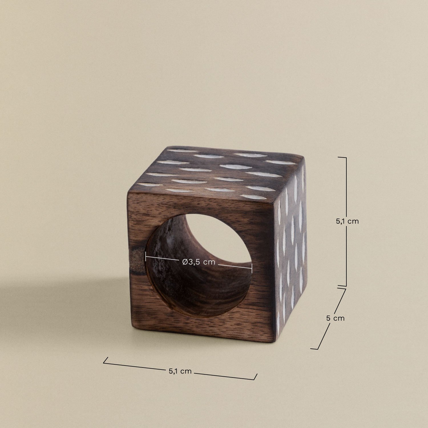 Conjunto de 4 porta-guardanapos de madeira Elon, Dimensões