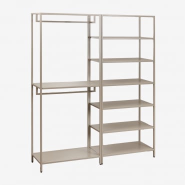 Guarda-roupa Modular Aberto Janine De 2 Peças Com Cabideiro E Prateleiras De Aço Moka Brown - Sklum