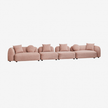 Sofá Modular De 4 Peças Em Chenille Coco Chenille Rosa Quartzo - Sklum