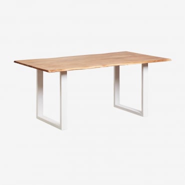 Mesa De Jantar Retangular Em Madeira De Acácia Sami Branco & 180 X 100 Cm - Sklum