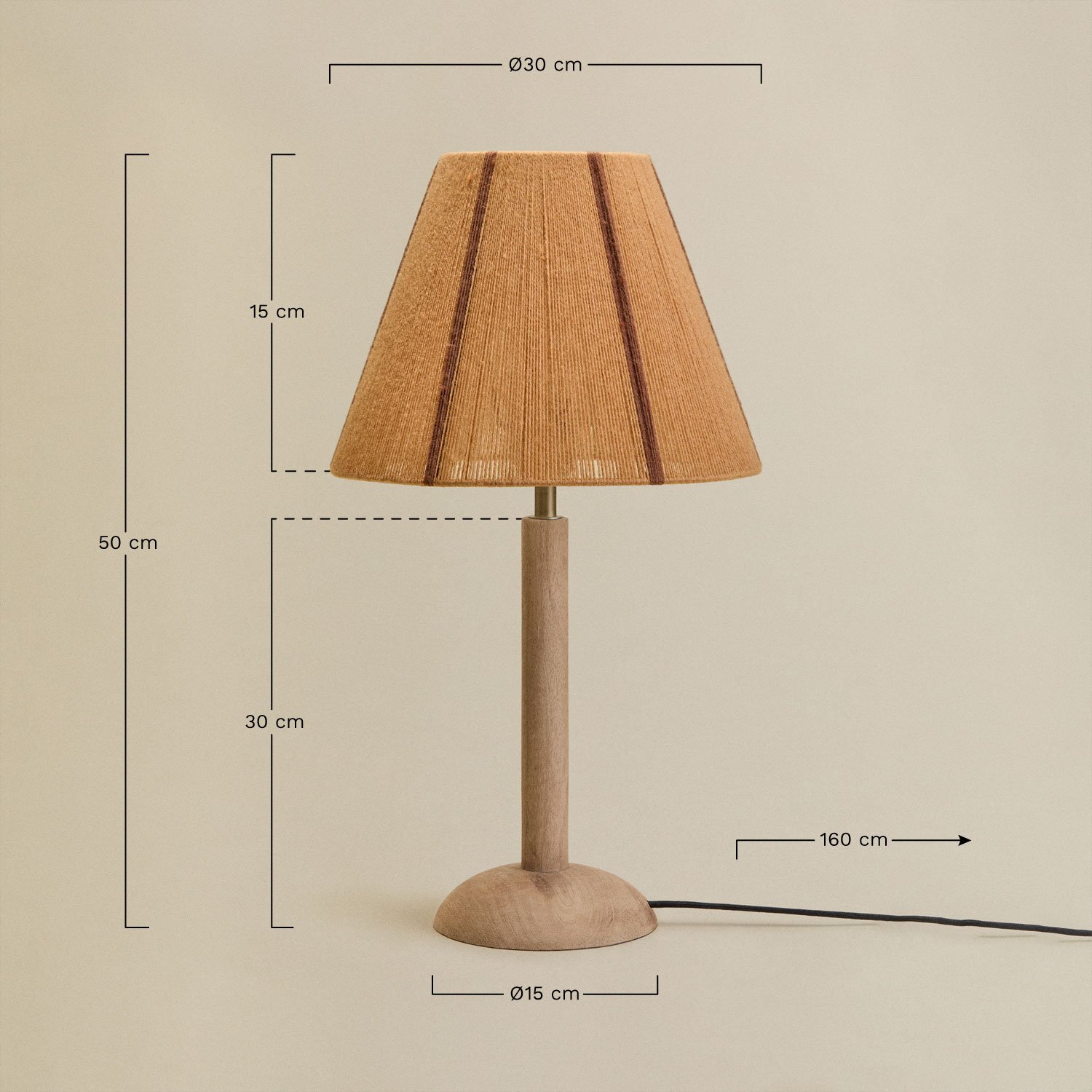 Candeeiro de mesa em madeira de manga Harry, Dimensões