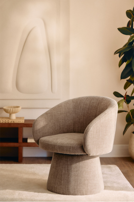 Poltrona giratória estofada Flavian