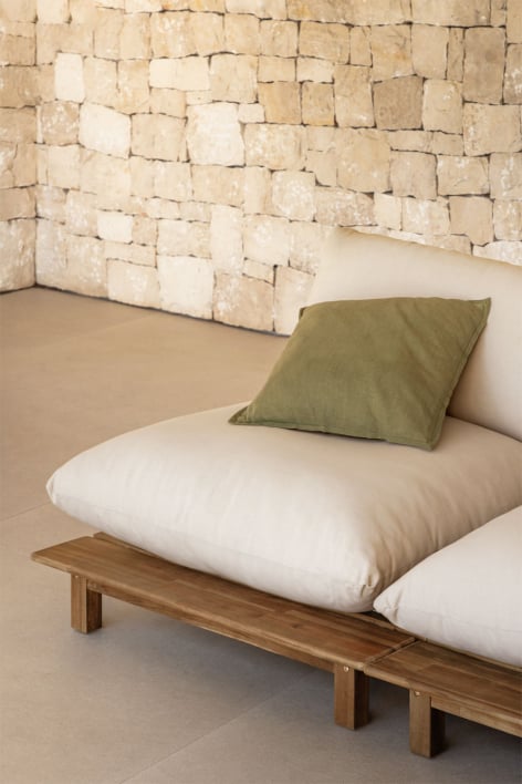 Módulo central reclinável para sofá modular de jardim em madeira de acácia Brina