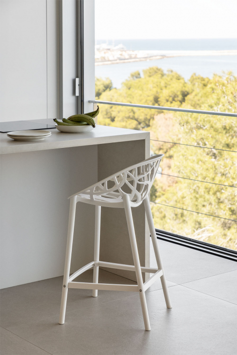 Banco alto 65 cm em polipropileno branco gardenia Ores - Gardénia Branco