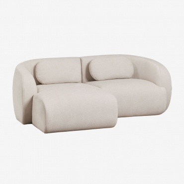 Sofá Modular Coquette De 2 Peças Em Chenille Com Chaise Longue À Esquerda Chenille Beige Creme - Sklum