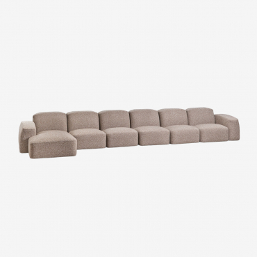 Sofá Modular Bastian De 6 Peças Com Chaise Longue À Esquerda Tecido Bouclé Castanho Moka - Sklum