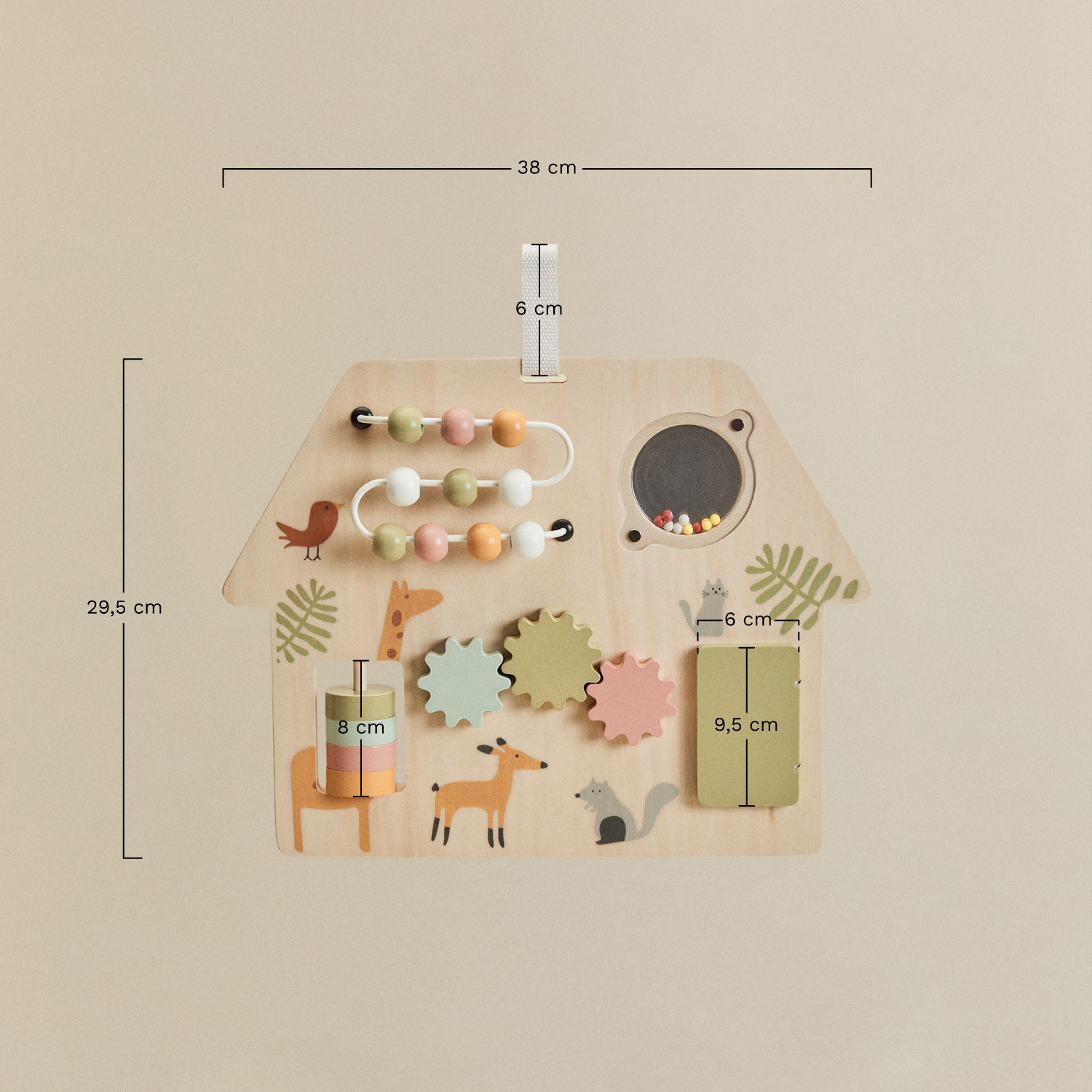 Quadro de atividades multiuso de madeira Mahina Kids, Dimensões