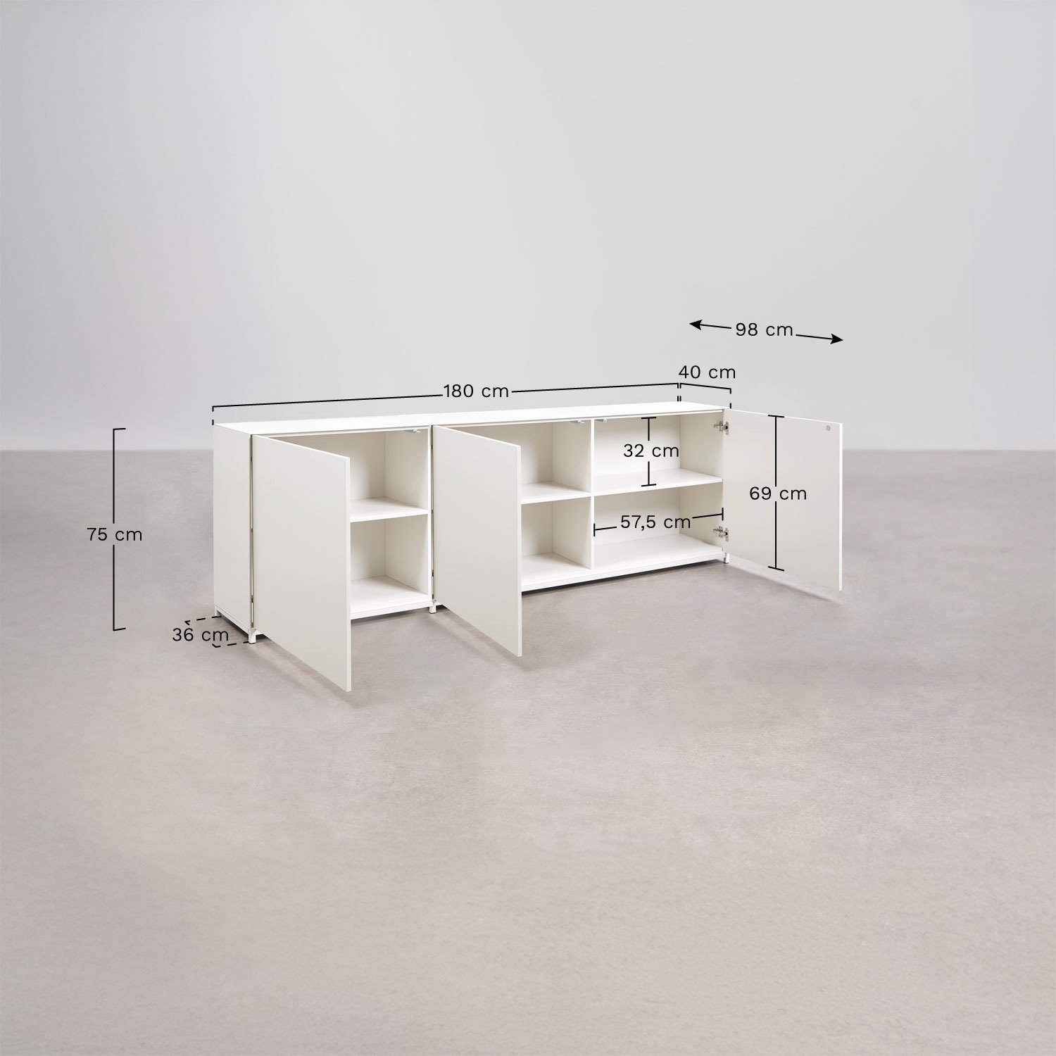 Aparador Kivora MDF, Dimensões