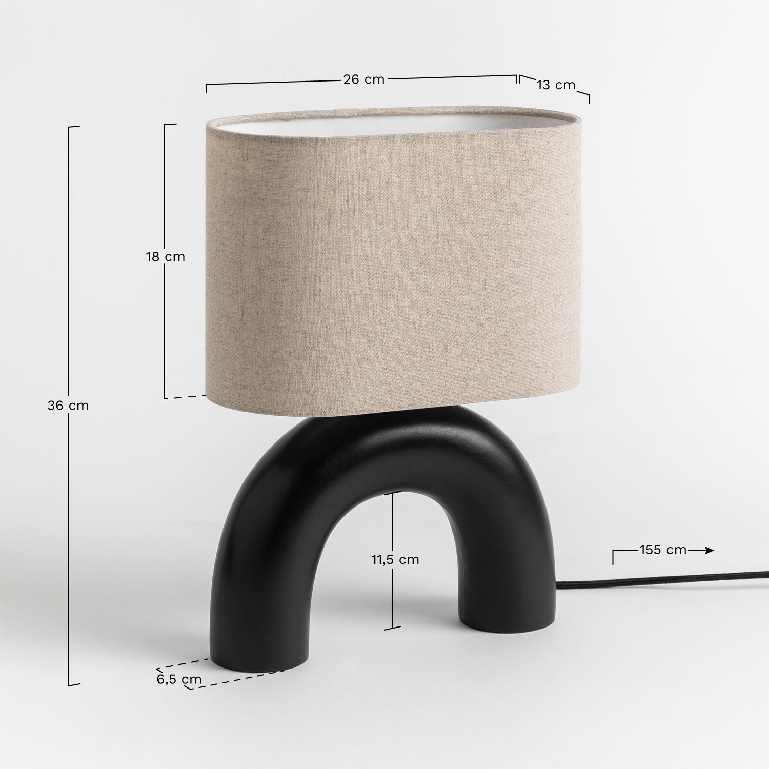 Candeeiro de Mesa de Cerâmica Finley, Dimensões