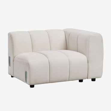 Módulo De Canto Direito Para Sofá Modular Em Tecido Bouclé Eliot Bouclé Creme Bege - Sklum