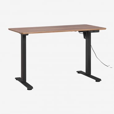 Mesa Elevatória Elétrica Retangular Serpi 120x60 Cm Com Função De Memória Em Madeira E Ferro Castanho Nogal & Preto - Sklum