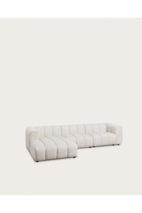 Sofá modular chaise longue esquerdo de 3 peças em tecido bouclé Eliot