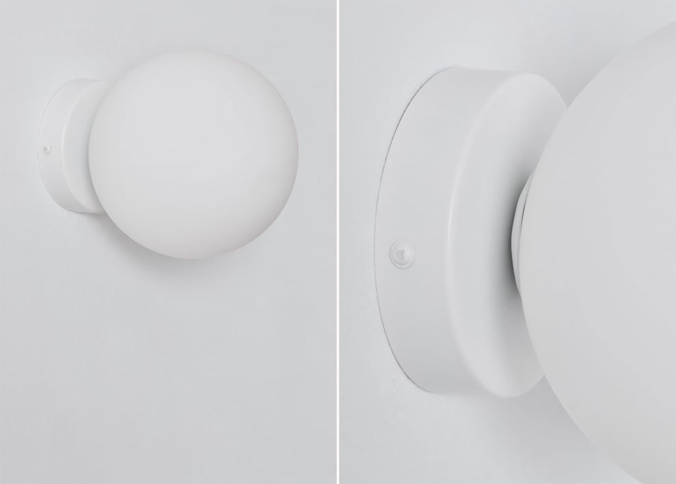 Luminária de parede tradicional em aço inoxidável Uvol com bola de cristal - Branco