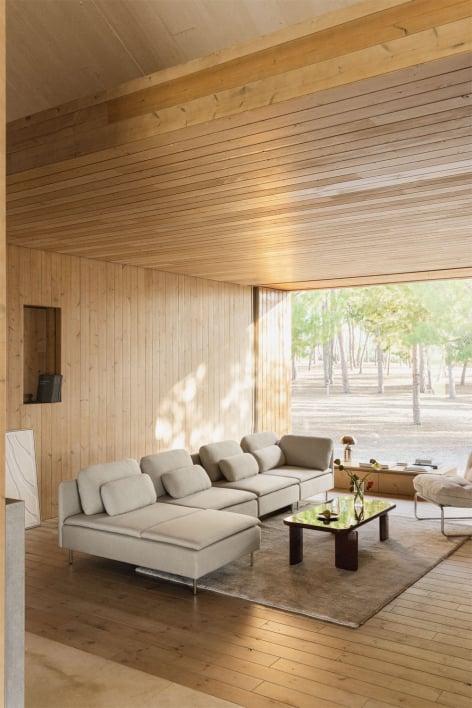 Sofá modular de 4 peças com chaise longue à esquerda e módulo de canto Oriol