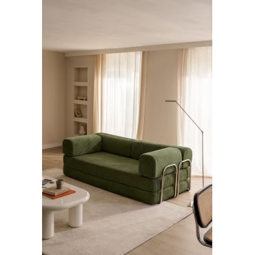 Sofá-cama de 2 lugares em veludo embalado a vácuo Igone