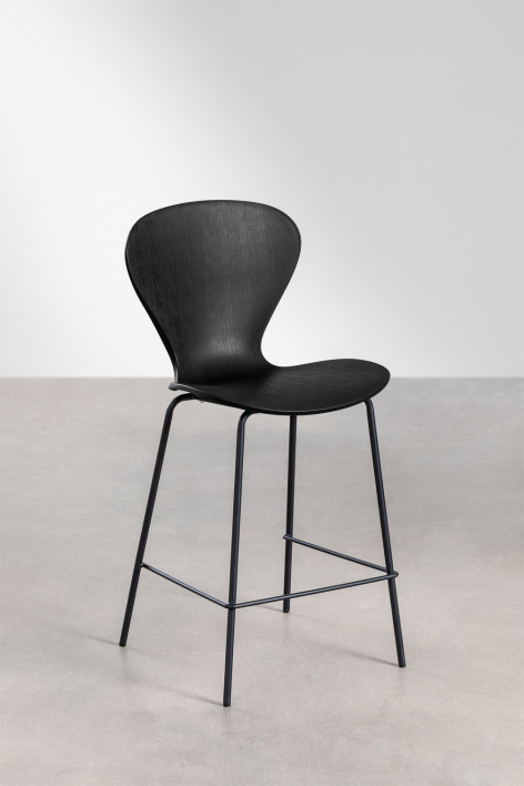 Pack de 4 bancos altos 65 cm preto e pés em ferro preto Uit - Polipropileno Preto