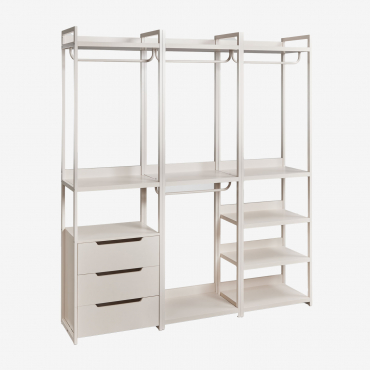 Guarda-roupa Modular Aberto De Ferro Velunis De 3 Peças Gardénia Branco - Sklum