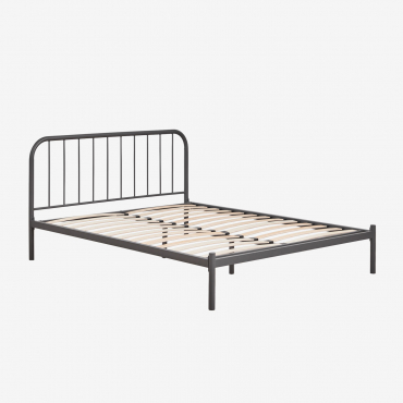 Cama Em Ferro Asteri Cinza Grafito & 160 X 200 Cm - Sklum