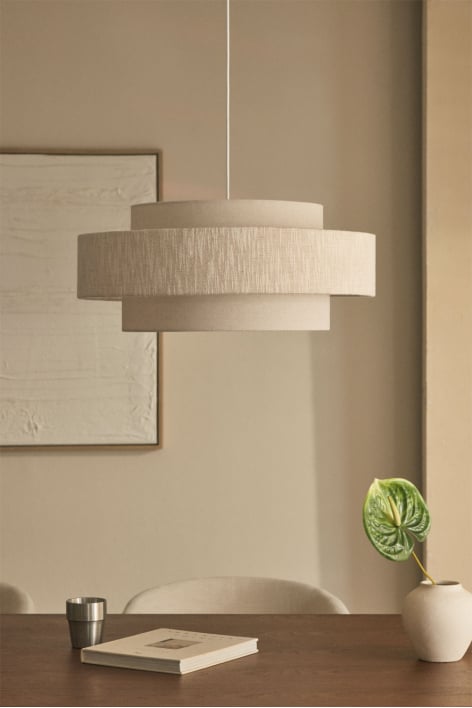 Lâmpada de teto pendente Lumira - Gardénia Branco - Crema Linho