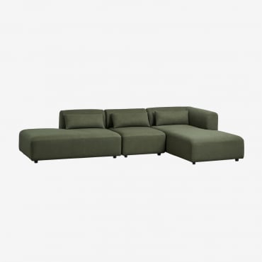 Sofá Modular Chaise Longue Direito De 3 Peças Com Divã Fogler Chenille Verde Sálvia - Sklum