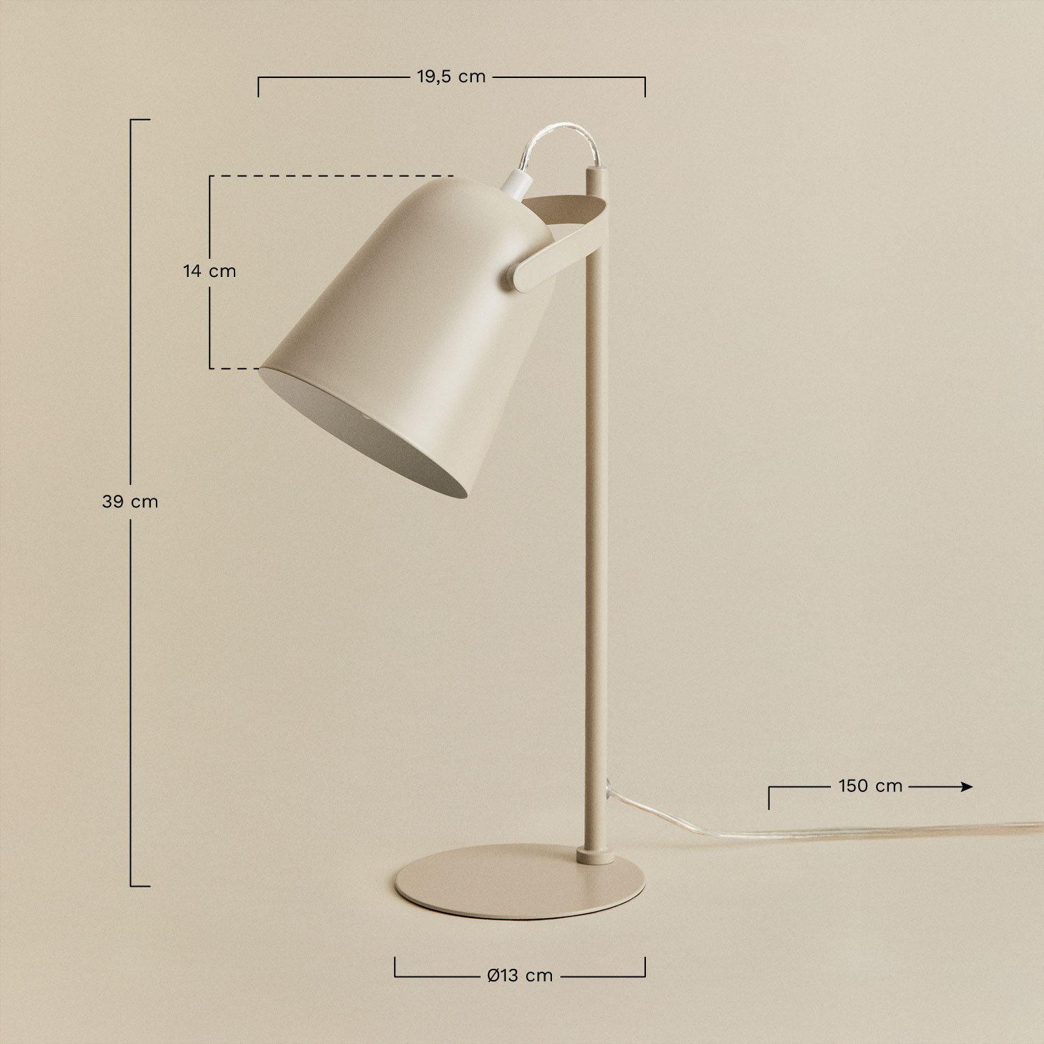 Candeeiro de mesa Môma, Dimensões