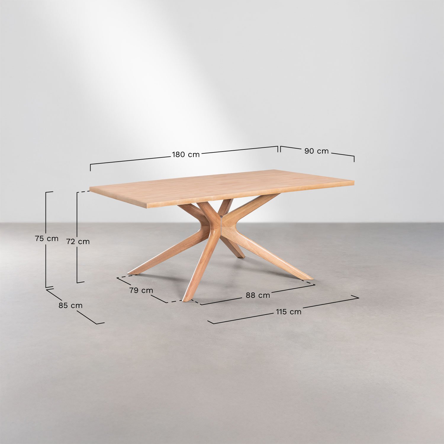 Rectangular wooden dining table (180x90 cm) Arnaiz, Dimensões