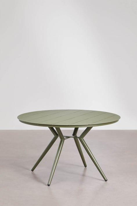 Mesa de jantar redonda em alumínio Valerie - Verde Azeitona Intenso