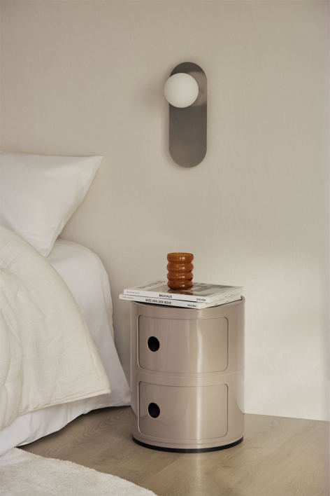 Mesa de cabeceira redonda Ø30 cm com prateleiras Babel - Moka Brown