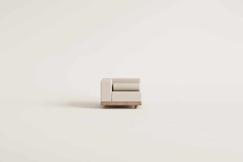 Módulo de canto para sofá modular de jardim em acácia Edrien