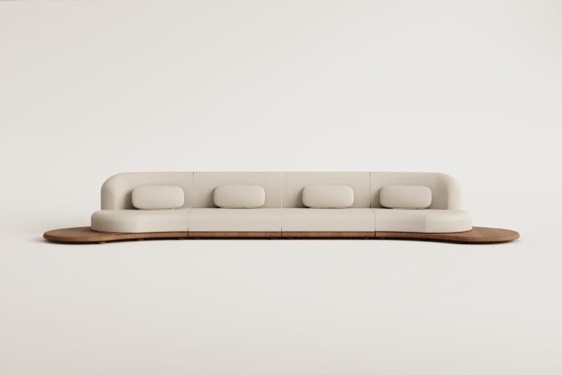 Sofá modular reto de jardim de 4 peças em madeira de acácia Gerard