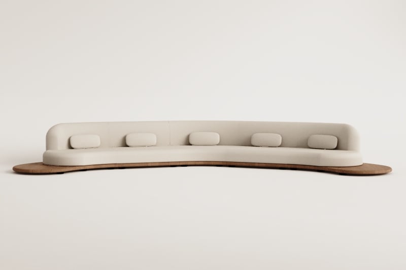 Sofá modular de jardim de 5 peças em madeira de acácia Gerard