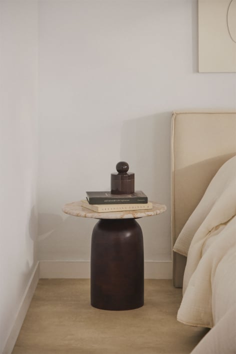 Mesa de cabeceira redonda Ø40 cm Alliser - Madeira Escura