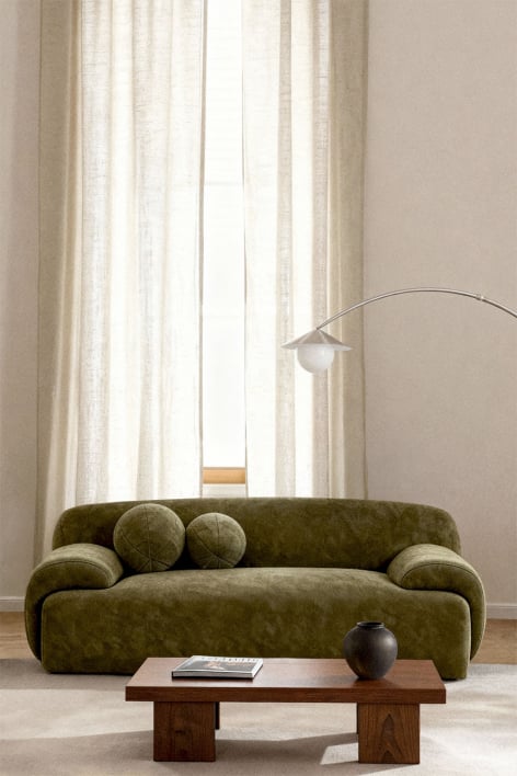 Sofá de 2 lugares estofado Shirina - Chenille Verde Exército