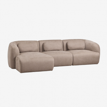 Sofá Modular Chaise Longue Esquerdo De 3 Peças Em Chenille Coquette Chenille Castanho Trigo - Sklum