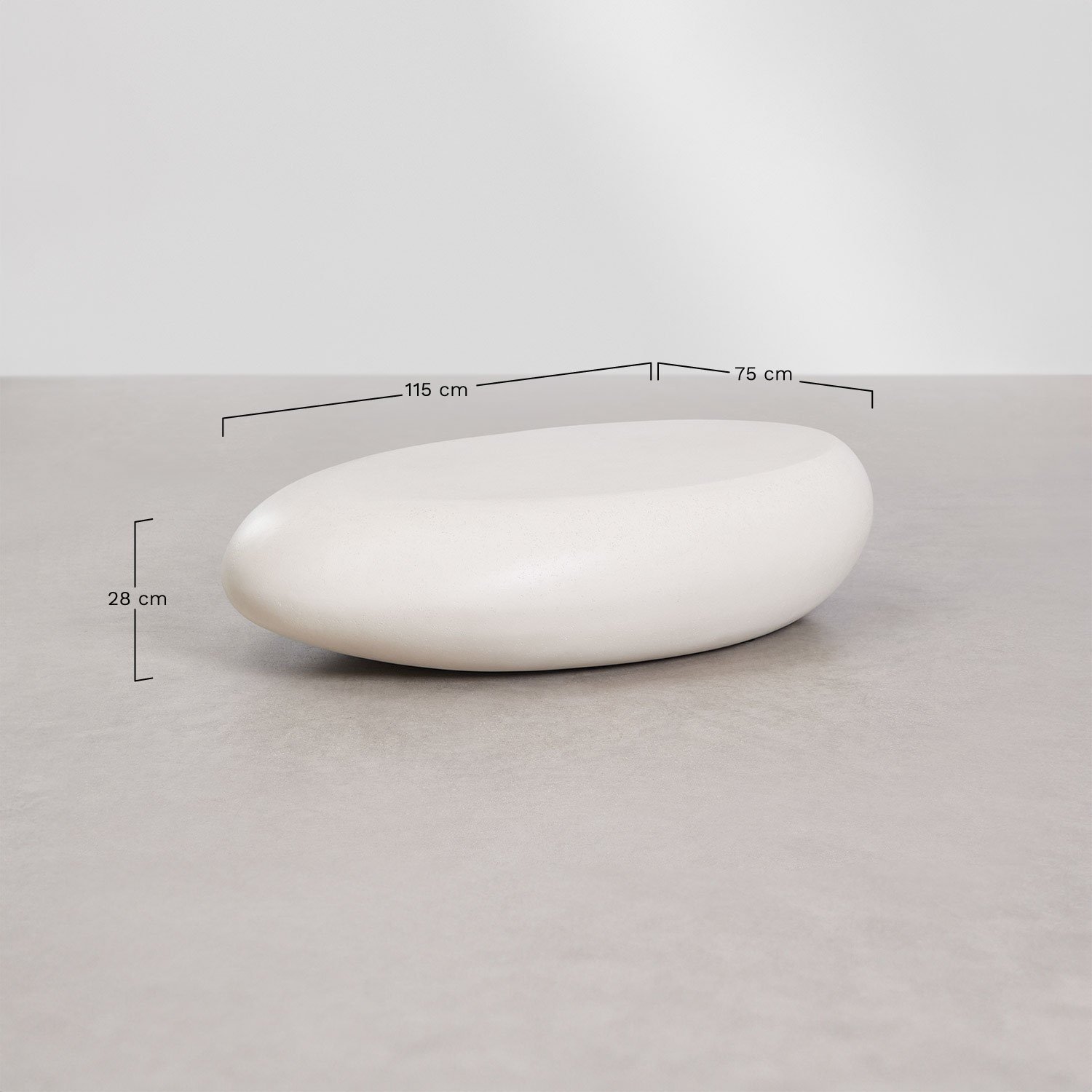 Mesa de centro de cimento Xaria, Dimensões