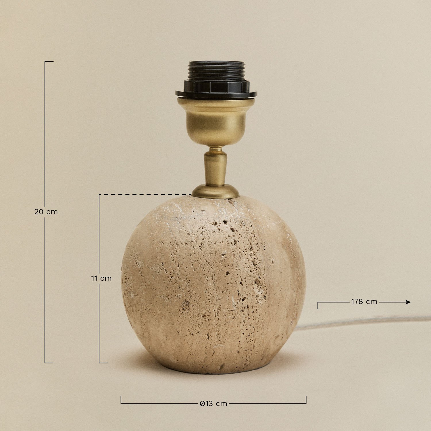 Base para lâmpada de mesa em pedra natural Marvexi, Dimensões