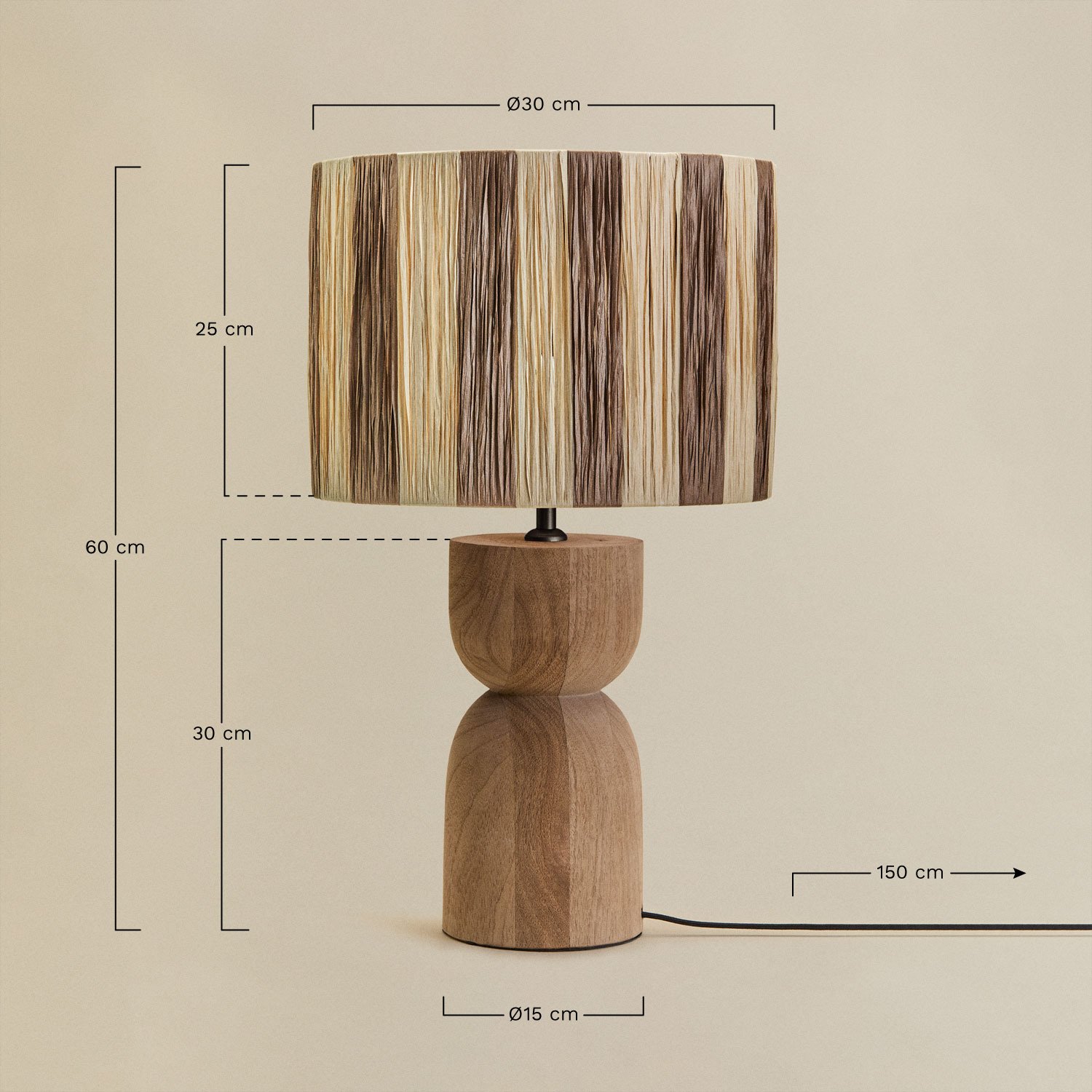 Candeeiro de mesa Diniz, Dimens&otilde;es